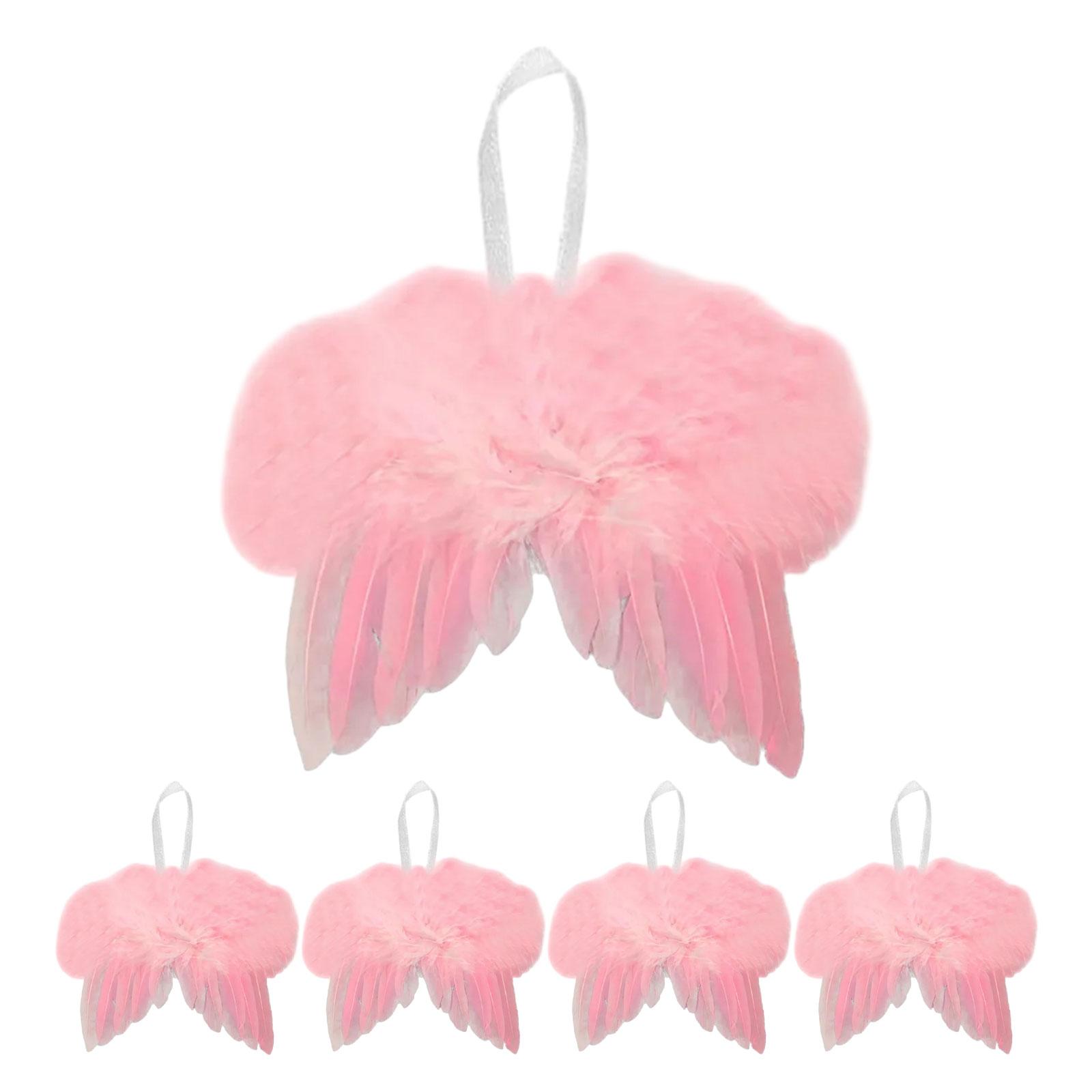 

5 Pieces Mini Feather Wing Hanging Ornament Angel Feather Wing for Party Arrangement DIY Craft Christmas Tree Party Festival рожевий