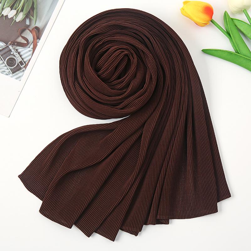 Newest Pleated Bubble Chiffon Instant Hijabs Plain Crinkle Shawls Scarf Lady High Quality Soft Thick Muslim Wraps 180*85Cm