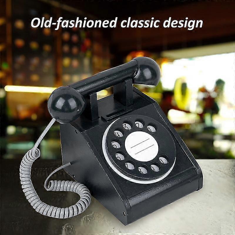 Kid Wooden Dial Telephone Toy Simulation Play House Telephone Retro Rotary Dial Telephone Toy With Four Simulation Coins