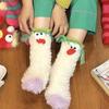 Winter Coral Velvet Socks Funny 3D Cartoon Girls Thickened Warm Socks Home -child Stockings Floor Sleeping Socks