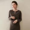 2026 Spring/Autumn Women's Baby Cashmere Round Neck Loose Knit Cardigan Sweater