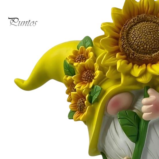 Weather Resistant Resin Crafts Sunflower Gnome Statue Ornaments, Faceless Figurines, Pastoral Indoor Window Sill Ornaments Style Tabletop Figures for