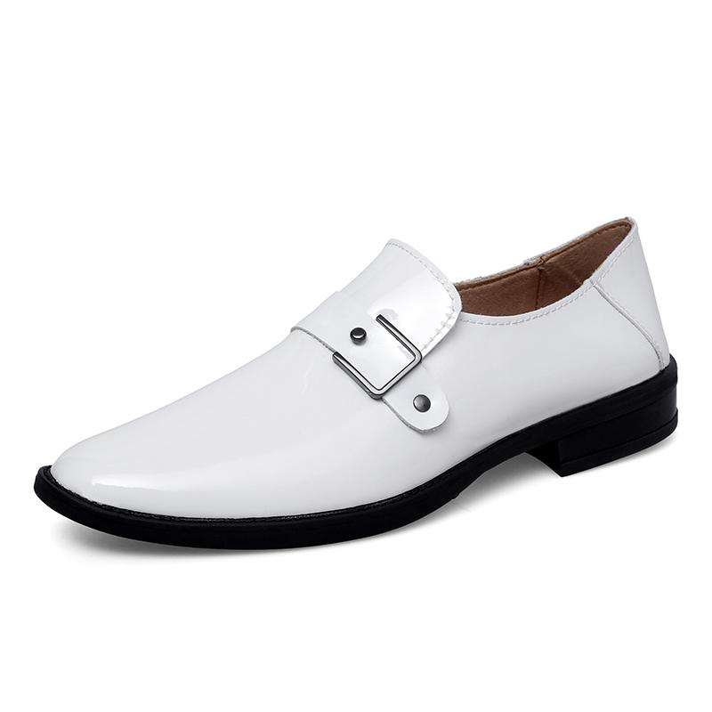 

Модные мужские лоферы на каждый день, деловые туфли на плоской подошве из кожи, слипоны, мужская удобная офисная обувь для работы, с острым носком, формальные туфли 48 белый