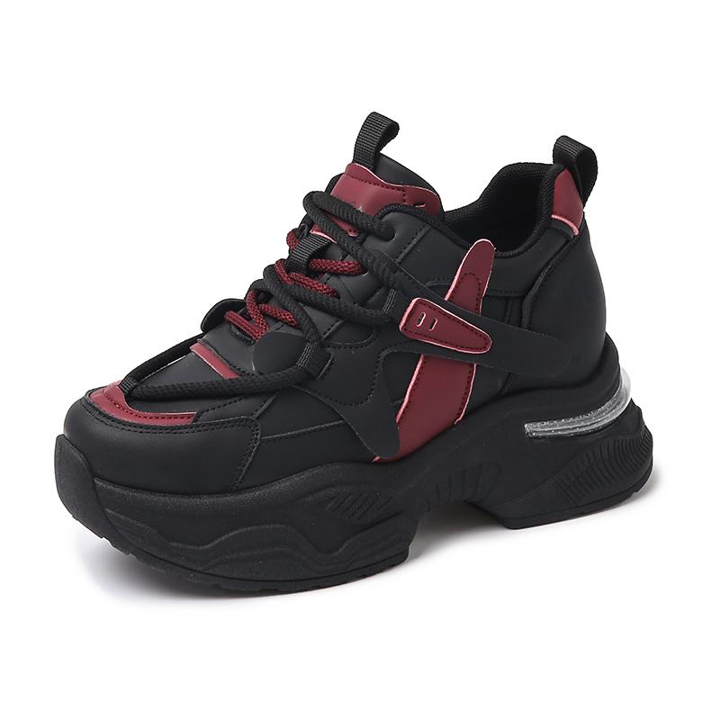 

Fashion White Chunky Sneakers Woman 2026 Spring Non Slip Platform Sports Shoes for Women Thick Bottom Lace Up Vulcanized Shoes 40
