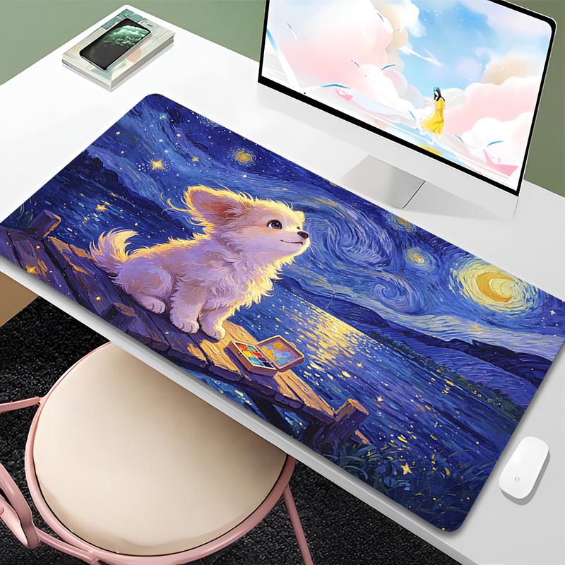 Mouse Mats Artistic style Cartoon Desk Mat Large Gaming Accessories Natural Rubber Mouse Pad Cute dog Mousepad Non-Slip Carpet
