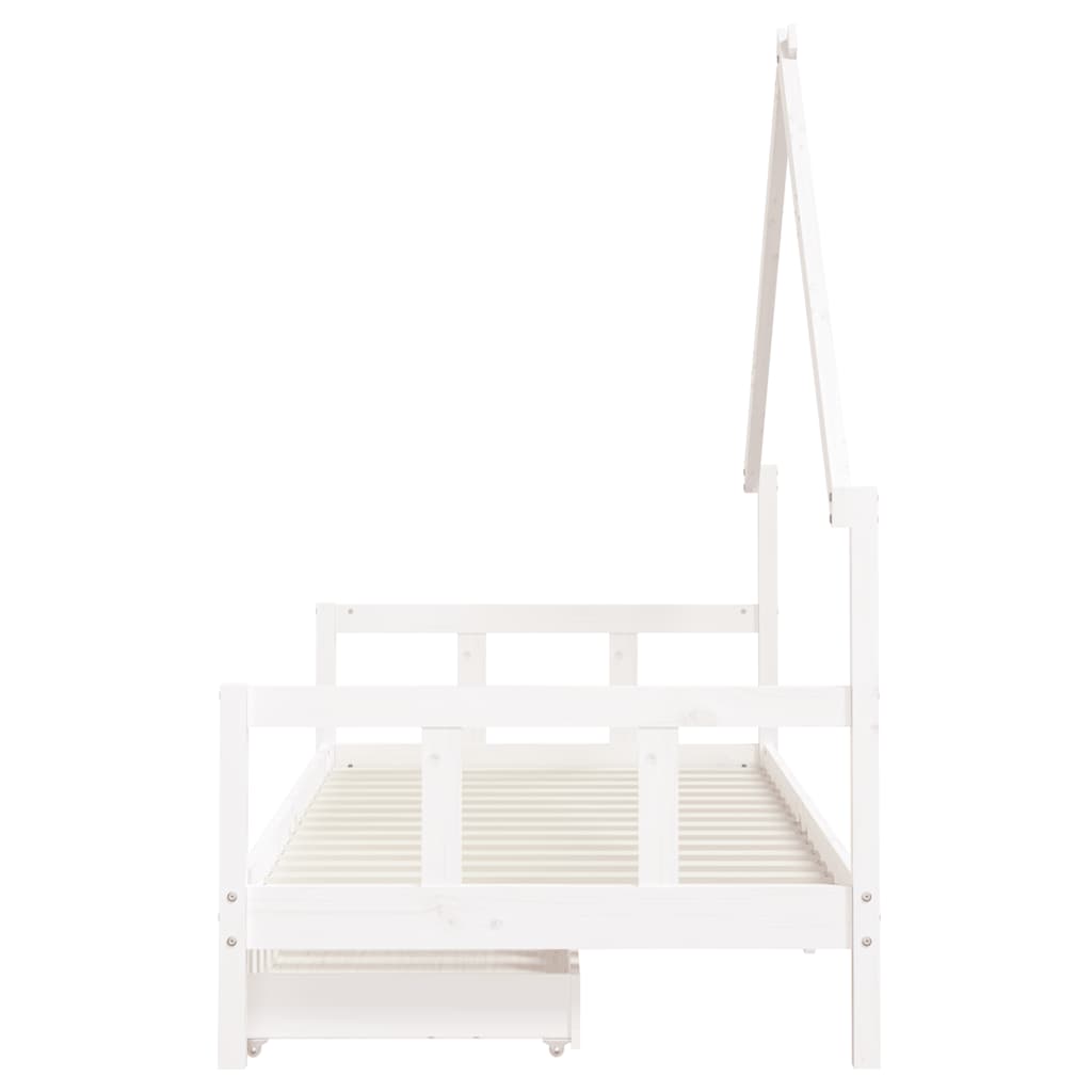 Children s Bed with Drawers White 90x200 cm Solid Pine Wood
