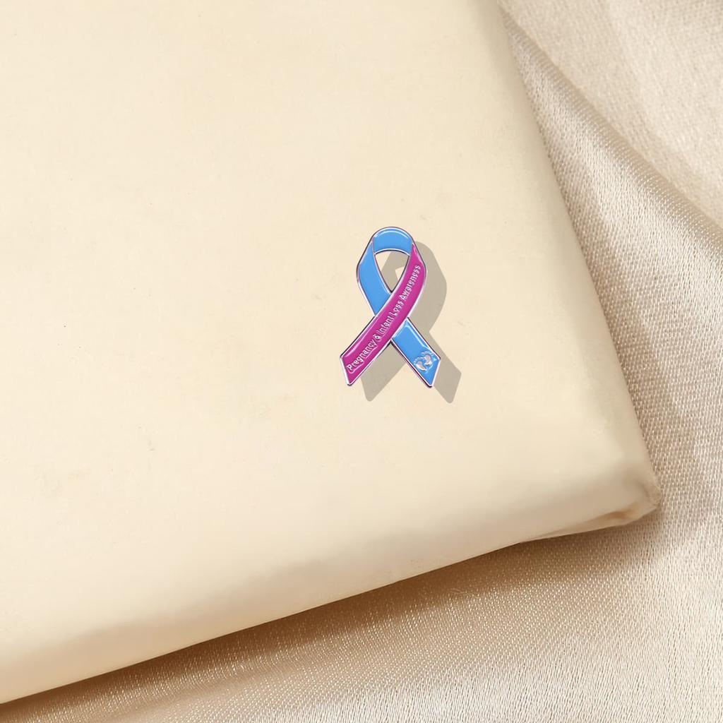Pink and Blue Ribbon-shaped Brooch Universal Alloy Enamel Pin Fashionable and Versatile Clothes Backpack Scarf Accessory Brooch