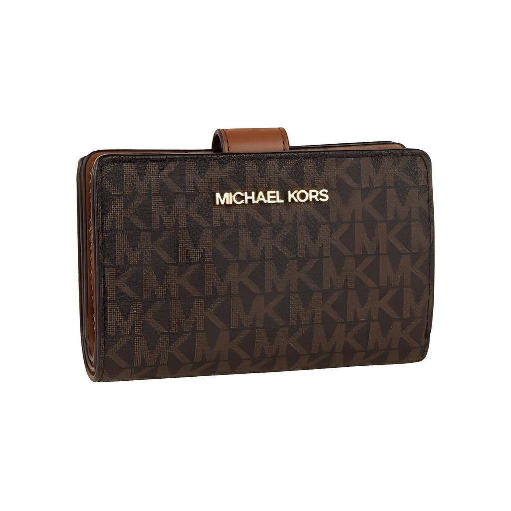 Michael Kors Logo PVC Leather Wallet Women Wallet Brown D35F8GTVF2B-BROWN