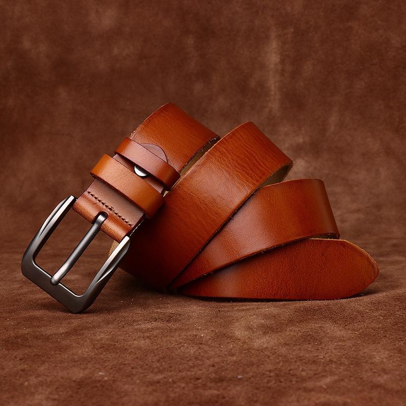 Retro Fashion Simple Versatile Casual Belt Men'S Leather Pin Buckle First Layer Cowhide Men'S Jeans Belt Men'S
