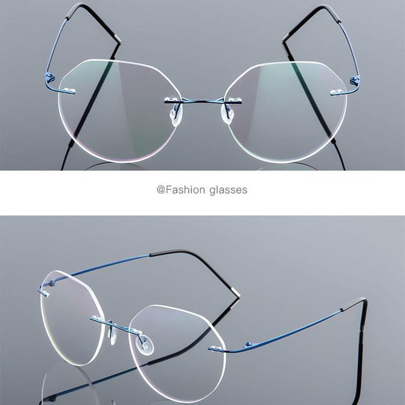 Polygon Foldable Flexible Ultra Light Titanium Alloy Myopia Eyeglasses Rimless Optical Glasses -0.5 -0.75 -1.0 -1.5 To -6.0