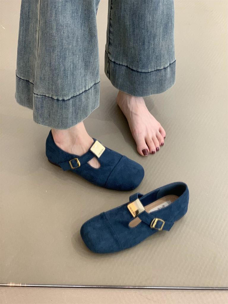 Belt Buckle Flats Driving Mules For Ladies 2024 New Elegant Mary Jane Ballet Shoes Casual Daily Loafers Flat Shoes Zapatos De Mu