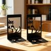 Apoios de Livros Metálicos 1 Par de Apoios de Livros Gato, Fofos para Prateleiras, Suporte Decorativo Resistente Parador de Livros Decoração de Mesa de Escritório em Casa Resistente