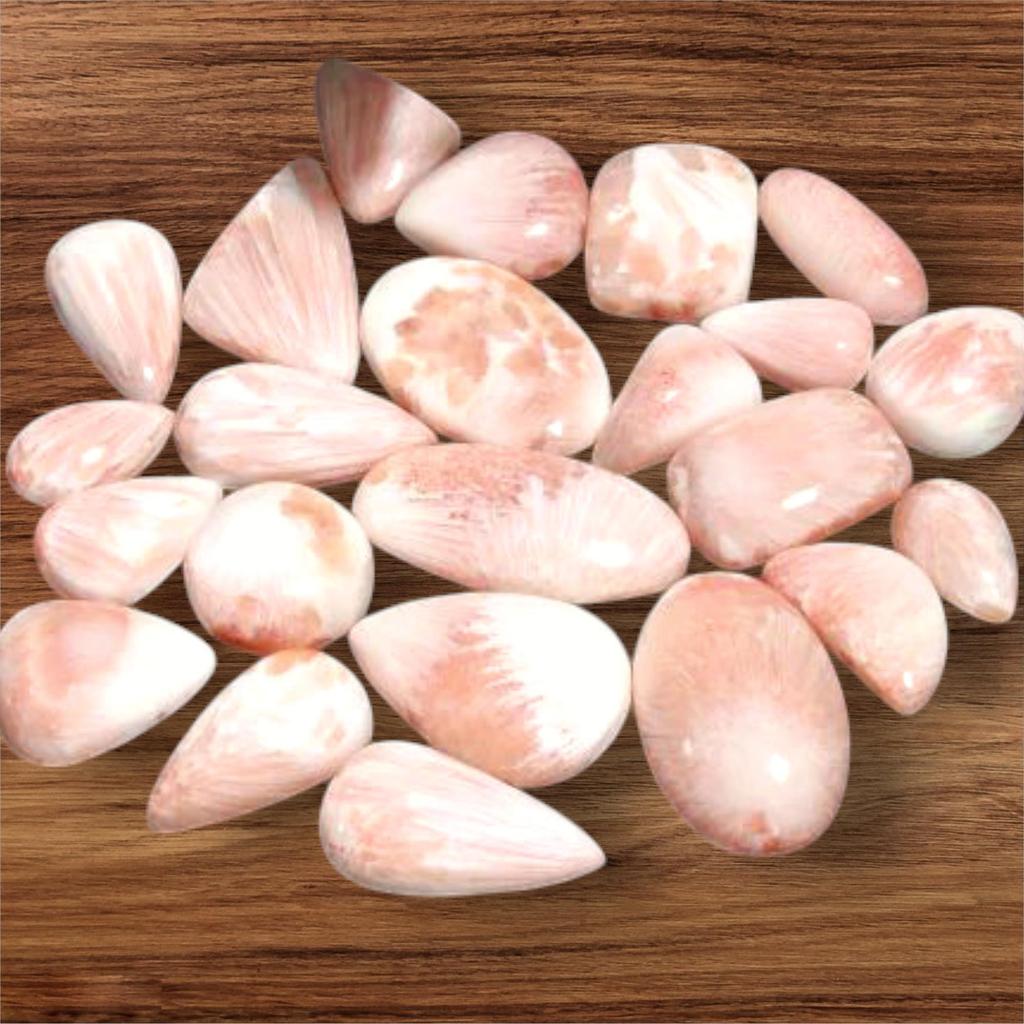 Natural Designer Pink Scolecite Cabochon, Loose Cabochon Lot, Mix Lot, Healing Gemstone Lot For Jewelry Making.