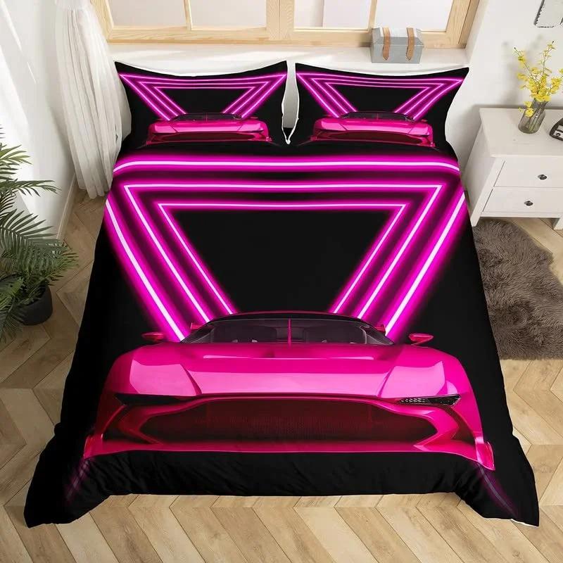 Racing Car Duvet Cover Kids Extreme Sports Game Quilt Cover Twin For Boys Microfiber Cool Speed Automobile Honeycomb Bedding Set