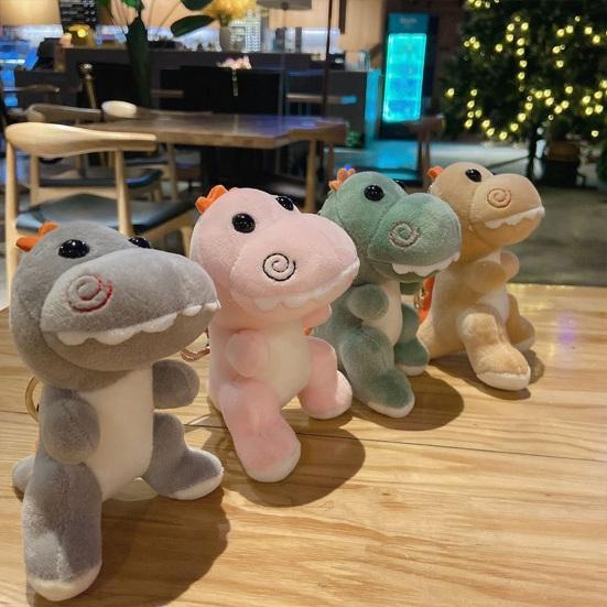 Dinosaur Plush Doll Keychain Soft Stuffed Animal Hanging Decoration for Dino Theme Party Cartoon Dragon Plushies with 3D Eyes Keychain