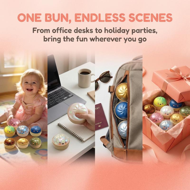 [J] Cute Crystal Steamer Bun Stress Relief Ornament Food Shape Slow Rebound Fidget Decoration Home & Room Figurines Fun Gifts
