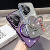 KEYSION Glitter Jewelled Magnetic Phone Case for Huawei Pura 70 Pro Makeup Mirror Stand Shockproof Cover for Huawei Pura 70