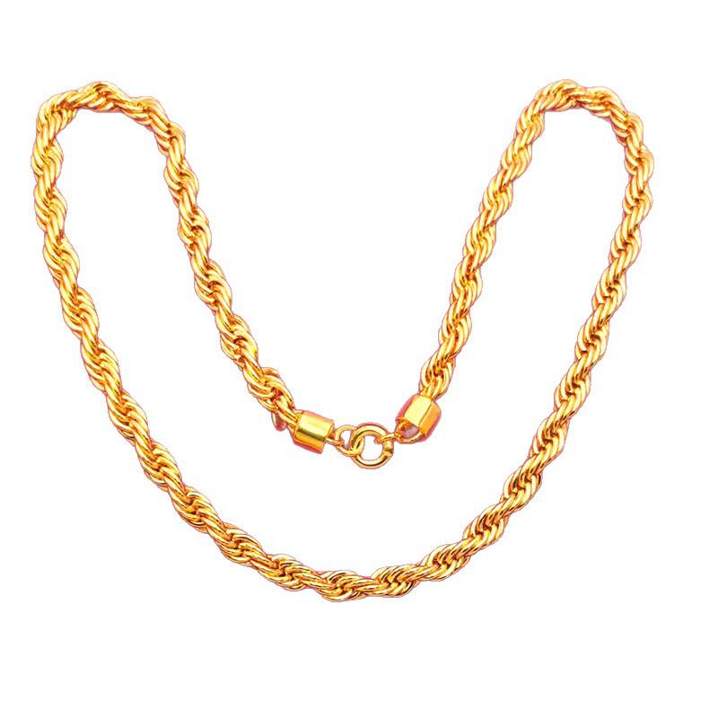 10mm Sand Gold Twisted Dragon Bone Necklace, Men's Fashion Clavicle Chain, Gold-Plated Jewelry
