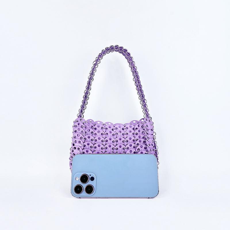 Handmade Woven Metallic Tote with Sequin Accents