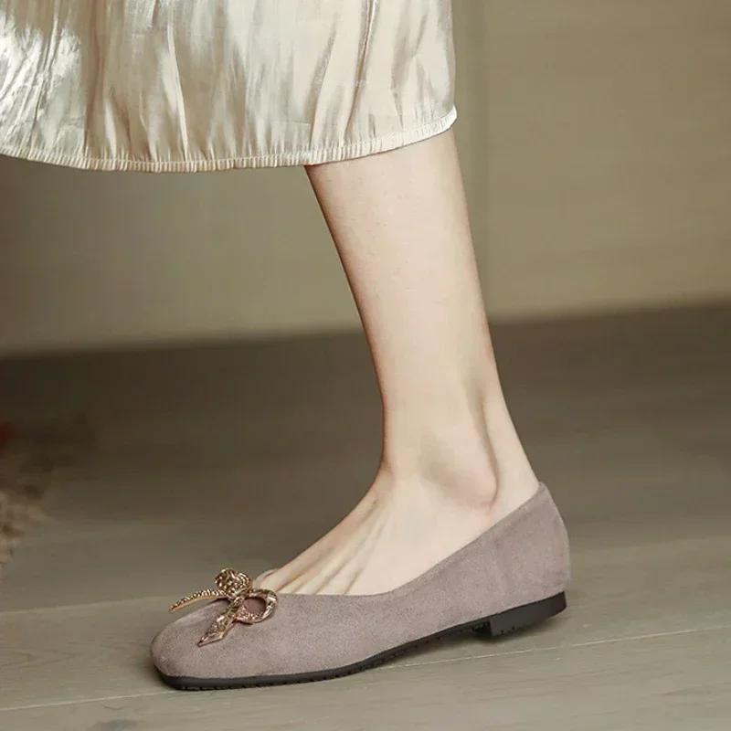 

Women Flat Elegant Bling Crystal Bow Fashion Women Flat Ballet Shoes Tie Square Toe Flats Shoes Lady Flat Footware 2025 32 абрикосовый