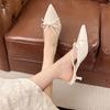 Fashion Summer Fashion Butterfly-knot Pointed Toe Women Sandals Casaul Low Heel Slingbacks Ladies Casual Dress Street Style Shoes