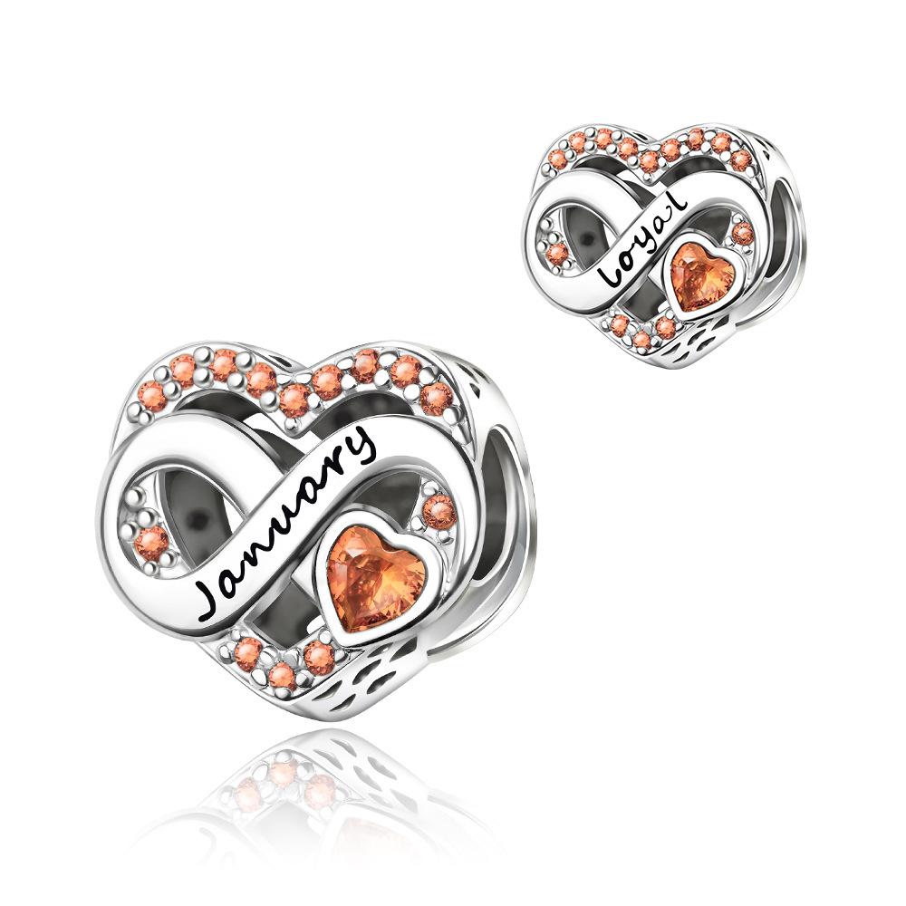 S925 Silver Zodiac Birthstone Fashion Heart Month DIY Beaded Jewelry Making Kit Accessories Set