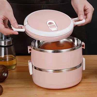 Double-Layer Insulated Stainless Steel Lunch Box for Office, School, Camping, and Picnic