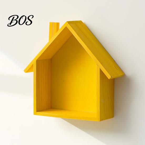 Wall Shelf Wood House Display Shelf, Mounted Decorative Floating Kids Room Small Toys Dolls Organizer for Entryway, Living Room, Nursery
