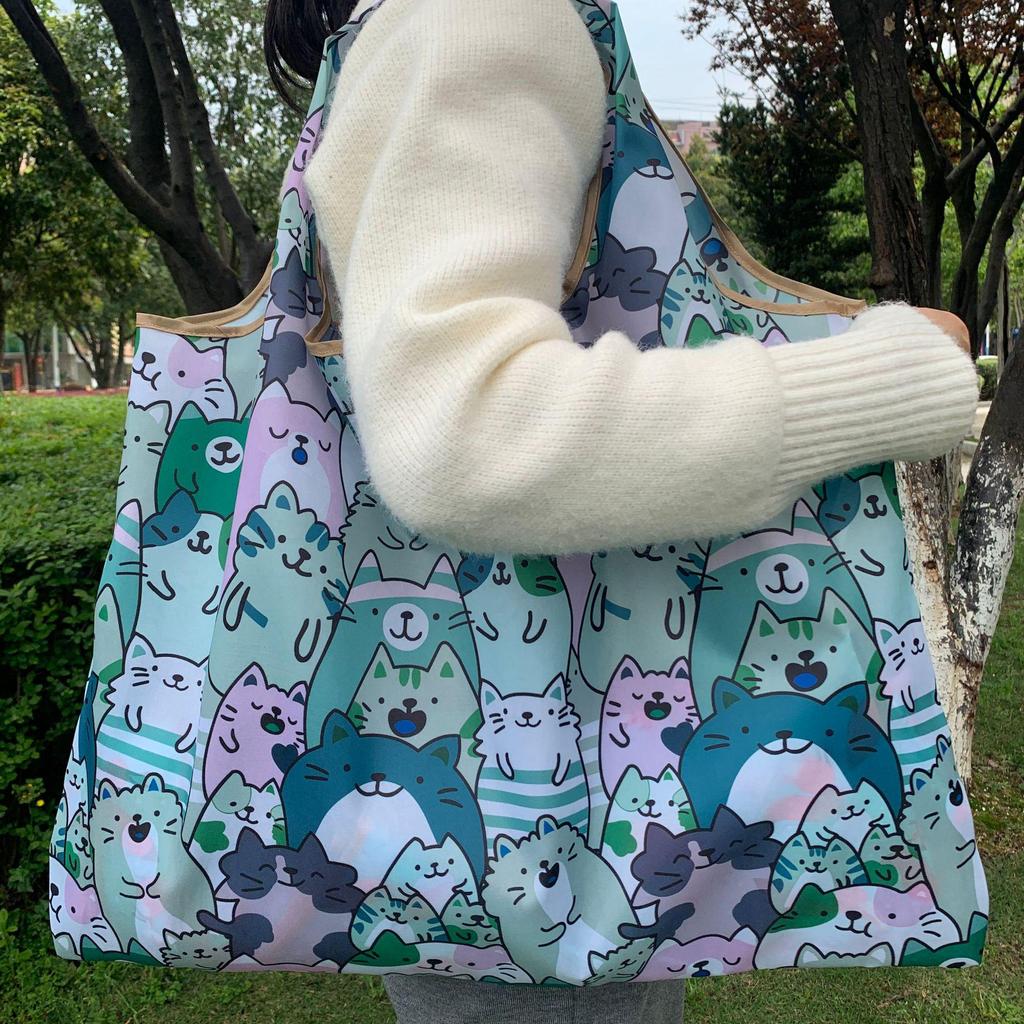 Eco-Friendly Foldable Korean Style Portable Shopping Bag - Medium Size Handbag