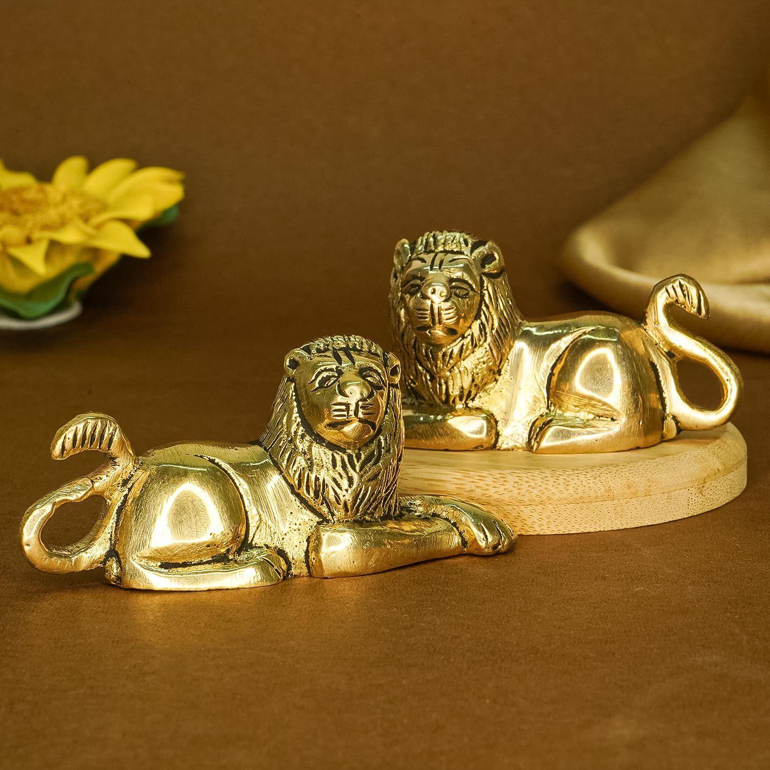 Ekhasa 100% Pure Brass Lion Showpiece for Home Decor Living Room Decorative Items | Showpieces