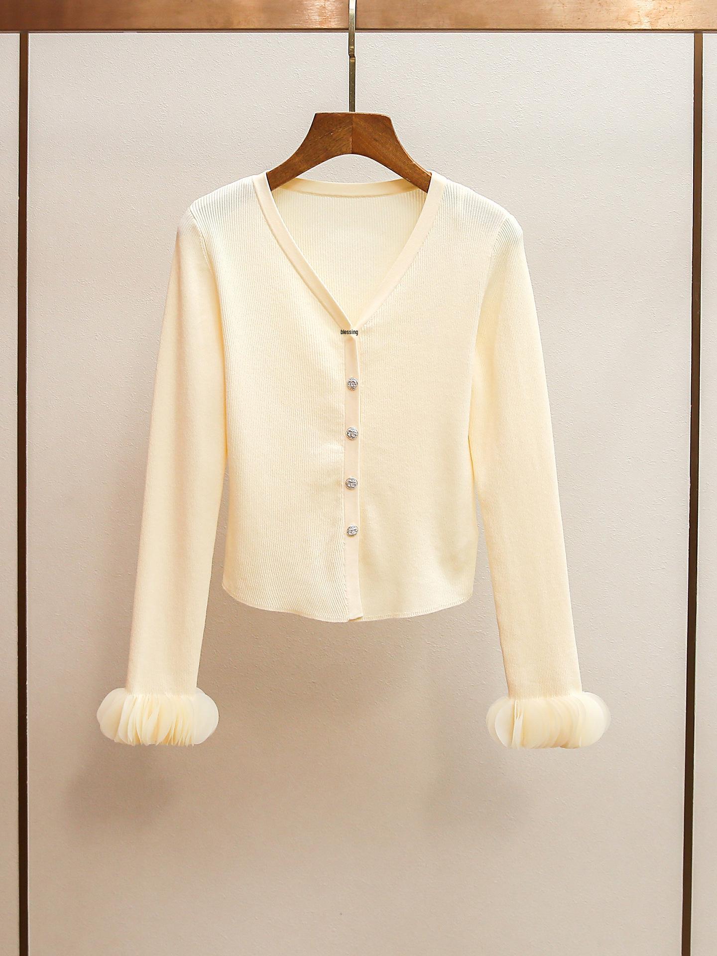 Женский весенний комплект: кардиган и юбка с сетчатой вышивкой L