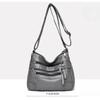 Shoulder bag women's foreign trade new fashion versatile double-layer messenger bag Korean version large-capacity washed leather small bag