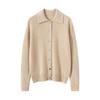 Women's 100% Pure Cashmere Knit Cardigan - Versatile Solid Color with Shirt Collar for Autumn and Winter