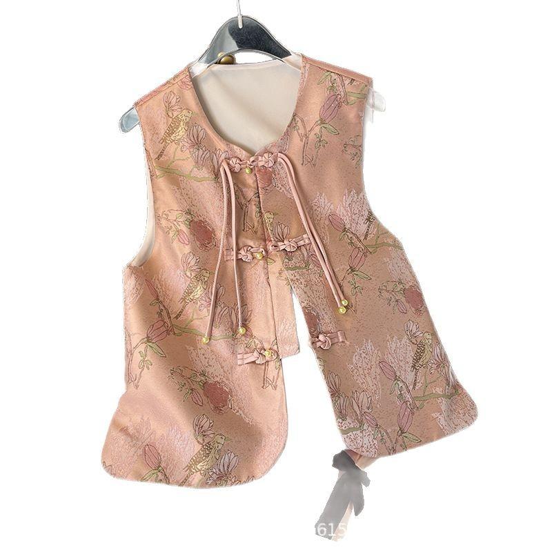 2025 Jacquard Satin Vest Women's Spring High-end Pink Chic Vest Vest