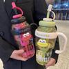 1300ML Sports Water Bottle Cute Aesthetic Large Capacity Water Cup for Women Summer Home Outdoor Portable Straw Cup Summer Big Belly Cup