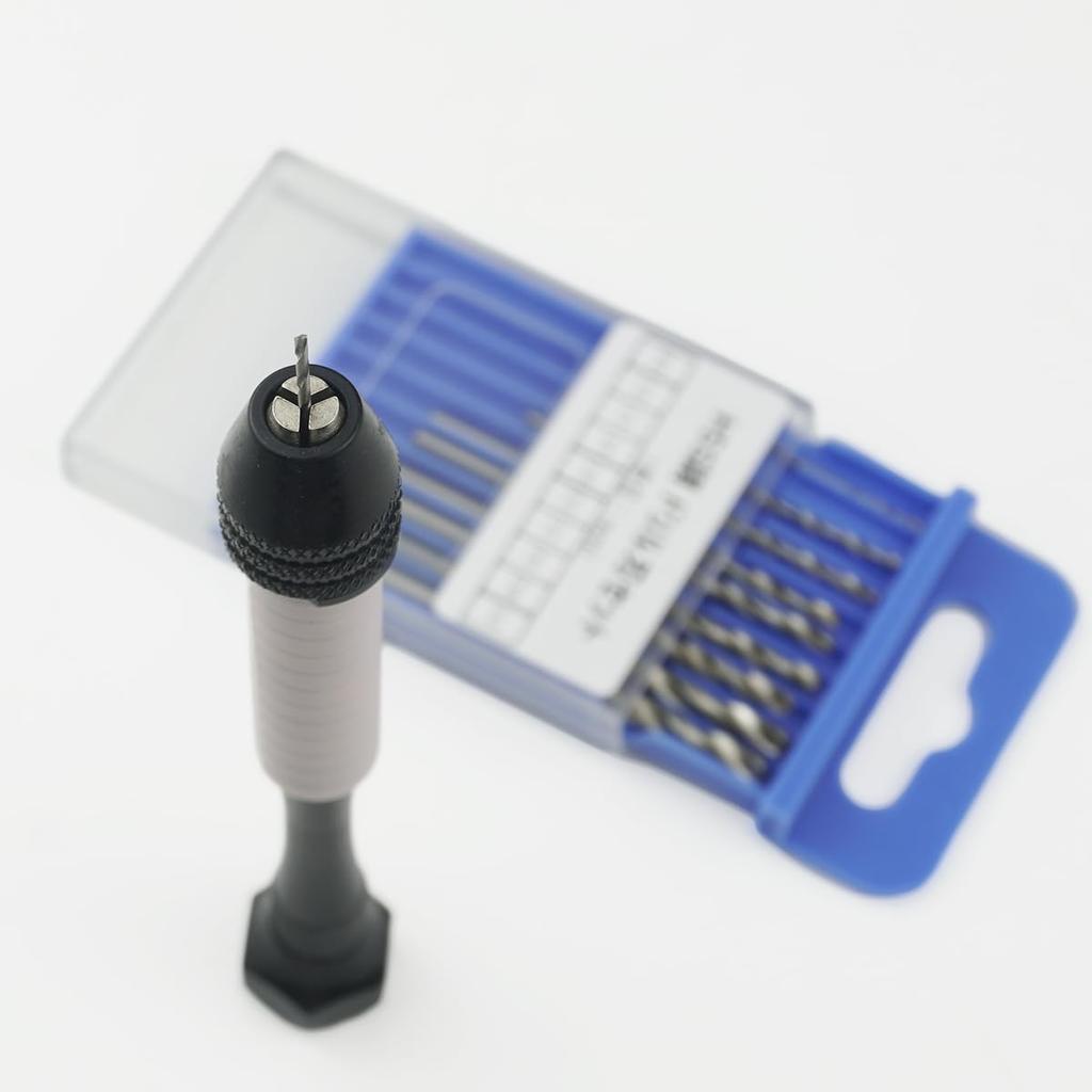 Pin Vise Hand Drill with Interchangeable HSS Steel Drill To Craft Tool Bits, 0.8mm 3.0mm, 10-Piece Set,