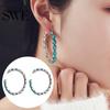 Turquoise Hoop Earrings Vintage Boho Style Circle Large Statement Elegant Plated Jewelry for Women