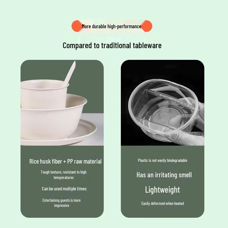 Rice Husk Disposable Bowl & Spoon Set