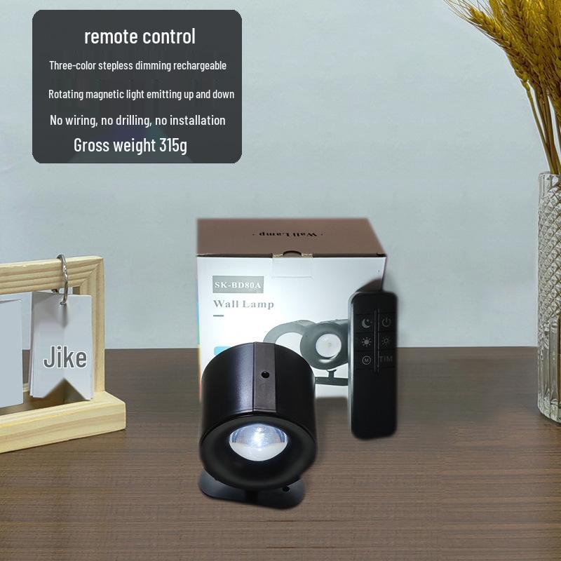 Rechargeable Wireless Bedroom Wall Lamp & Bedside Reading Light with Remote Control, No Drilling Needed.