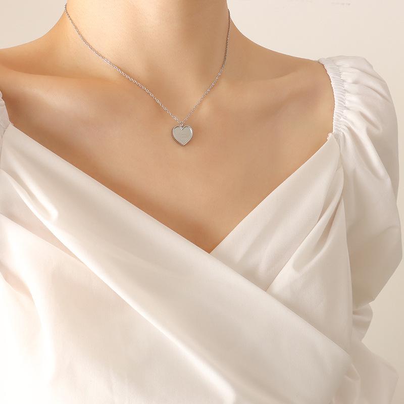 Versatile Frosted Peach Heart Pendant Necklace - Romantic Valentine's Gift for Couples