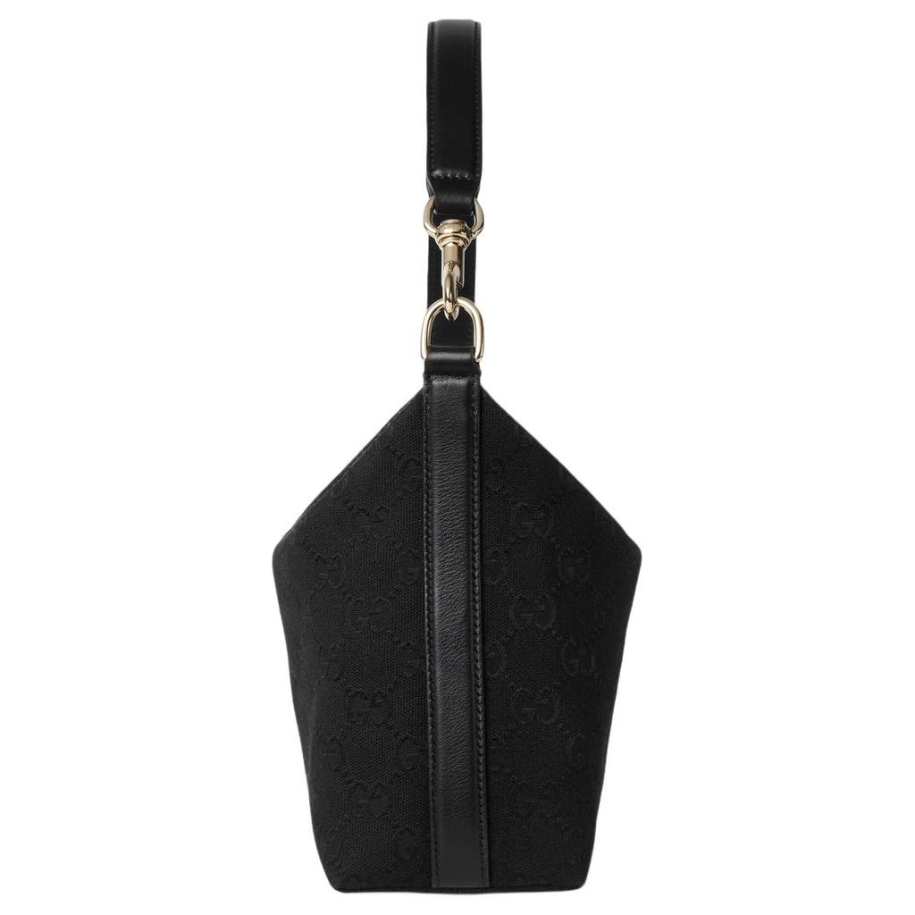 Gucci Mini Canvas And Leather Trimmed Tote Bag With Detachable Shoulder Strap Women tote bags Black Light-Gold 795168-FADMJ-1000
