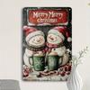 Vintage One Piece Snowman Tin Metal Wall Sign Christmas Holiday Home Decor
