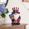 American Celebration Garden Art Patriotic Gnome Statue, 250th Anniversary Independence Day Decor, Resin Red White All Season Outdoor Decoration
