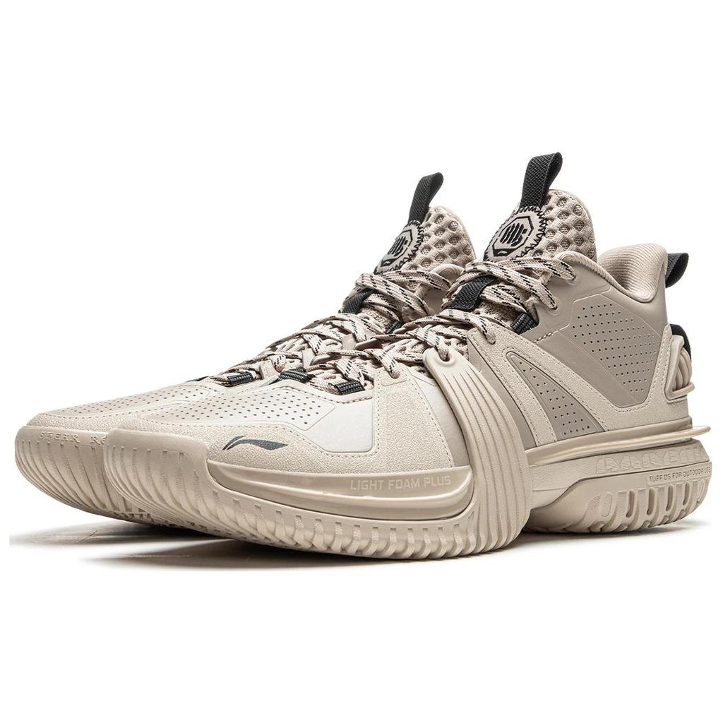 New LiNing Badfive Abrasion Resistant Rebound High Top Basketball Shoes Men's Beige ABFU051-3
