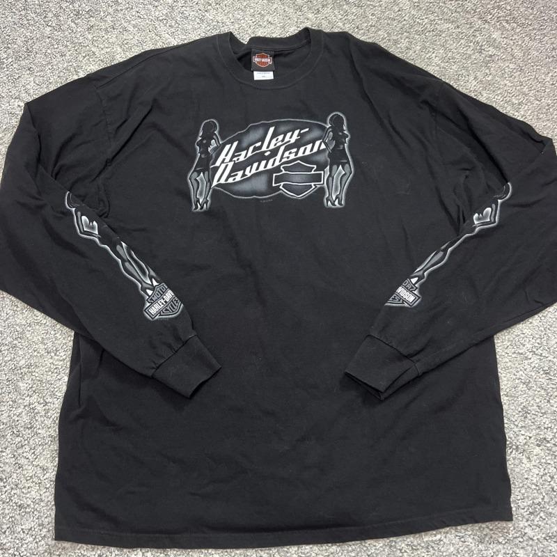 Harley Davidson Langarm Fahrer Mädchen T-Shirt Pornstar Stripper Pinup 6XL gray
