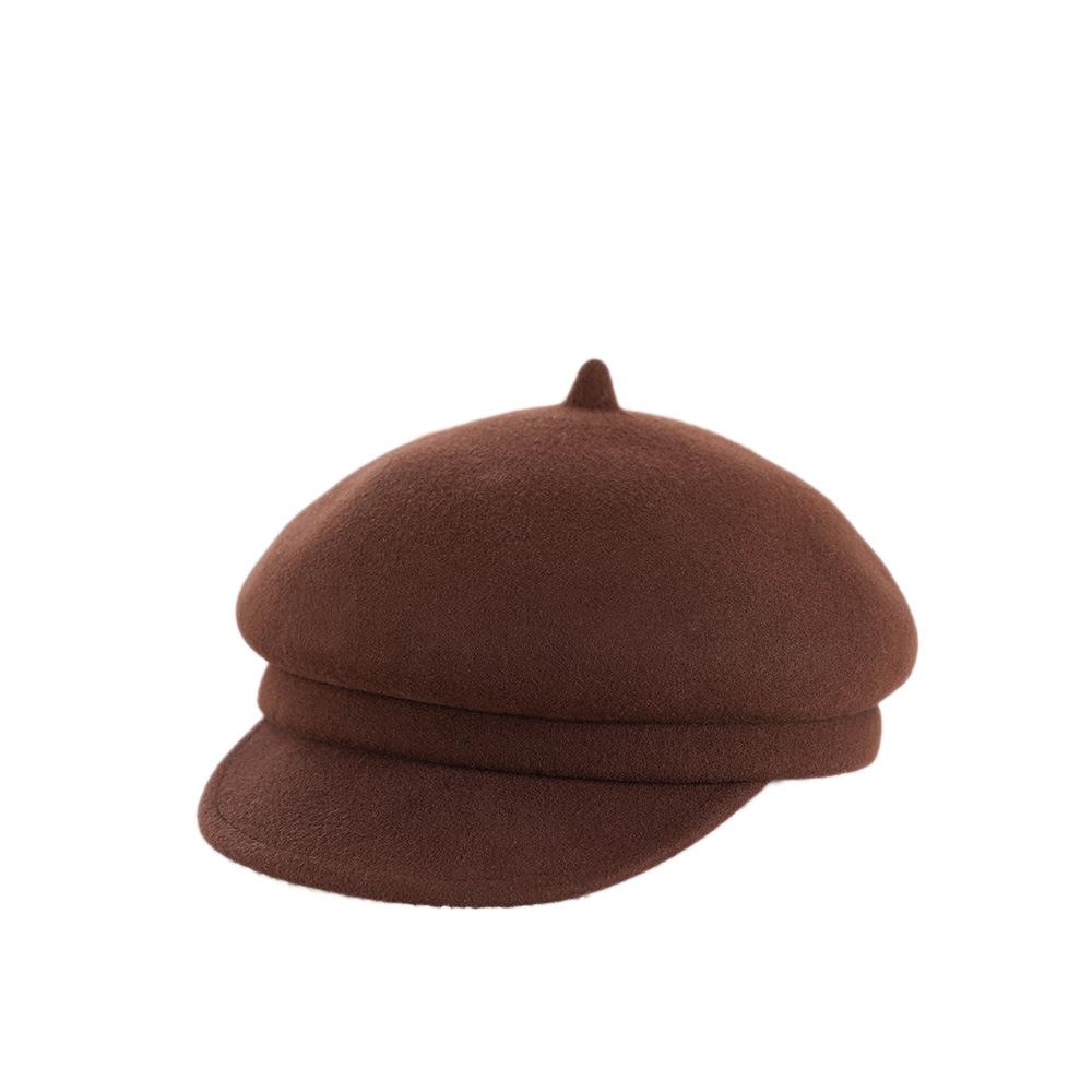 Autumn and winter woolen hat long curved brim beret lady shopping outdoor leisure bare wool painter hat