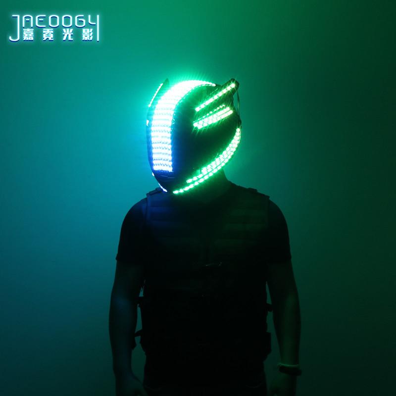 

Новый светодиодный светящийся шлем-бар, ночная атмосфера, RGB-маска, шлем, подходящий для сценических флуоресцентных выступлений
