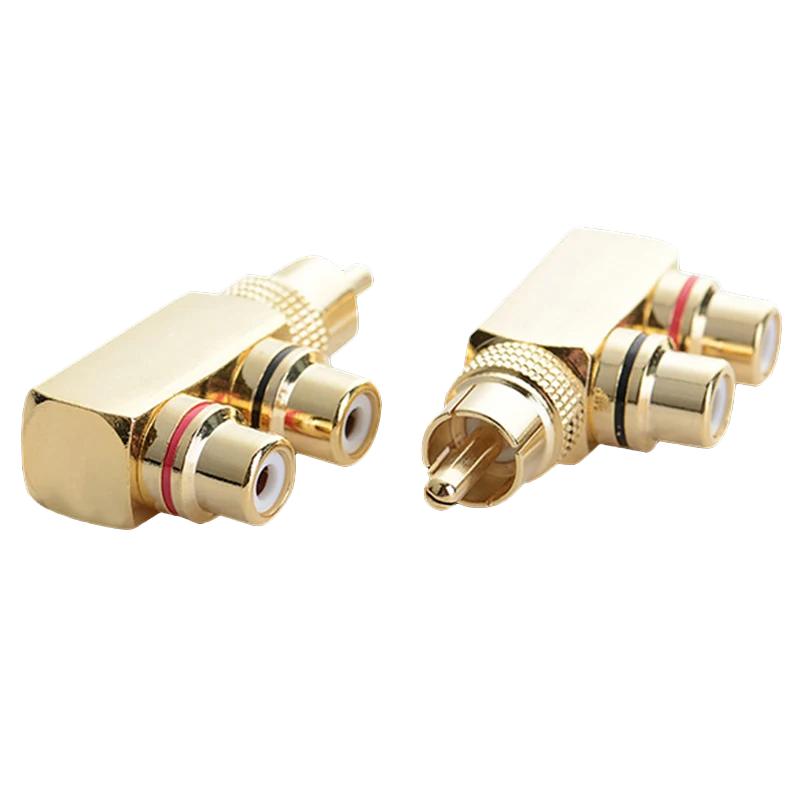 

Позолоченный AV аудио разветвитель штекер RCA адаптер 1 штекер на 2 гнезда RCa F разъем