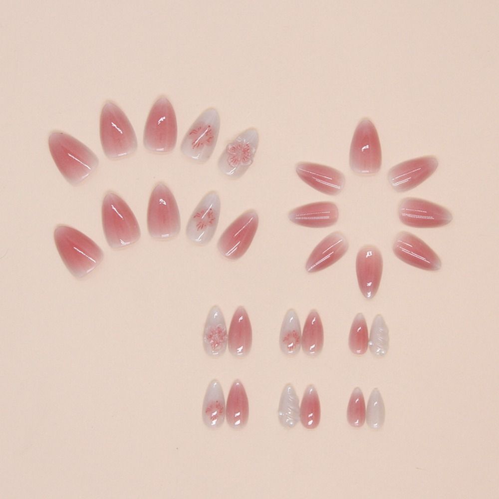 24pcs Long Almond False Nails Ballerina Press On Nails Manicure Fake Nials Women