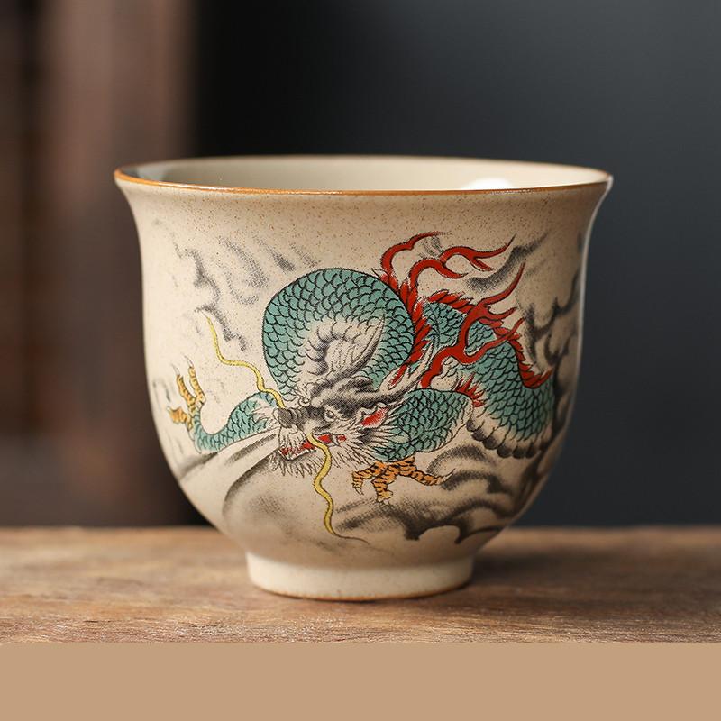 1 stk Kinesisk stjernetegn Keramisk tekopp Håndlaget Vintage Keramikk Tebolle Tesett Mestertekkopp Personlig meditasjonskopp 110ml